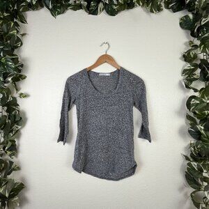Stateside Scoop Neck 3/4 Long Sleeve Marled Knit Shirt Grey Women’s Size XS